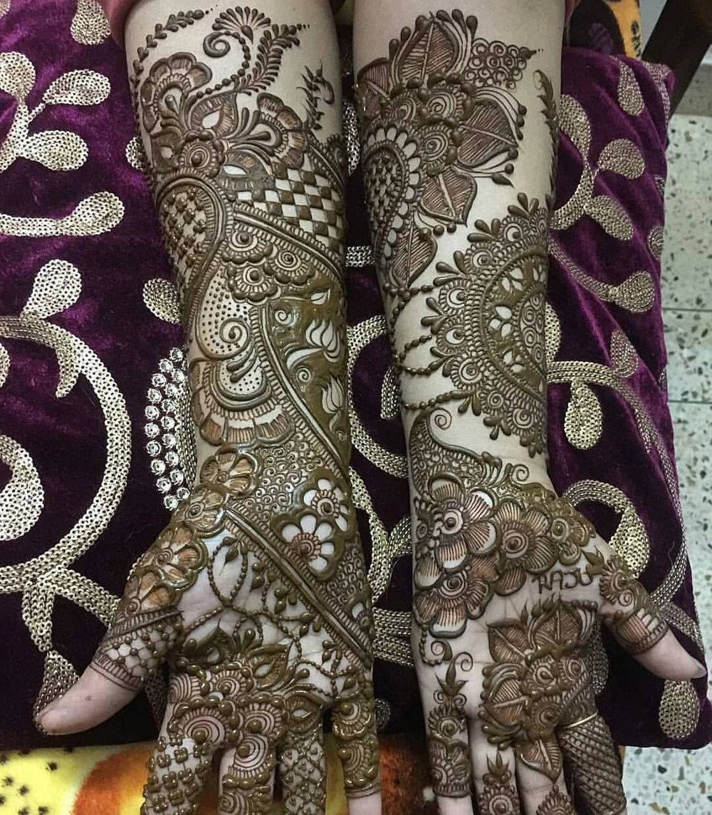 Full Hand Arabic Mehndi Design for Traditional Brides