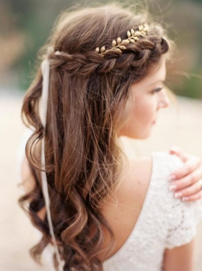 Photo of Christian Bridal Hairstyle with Diamond Wreath