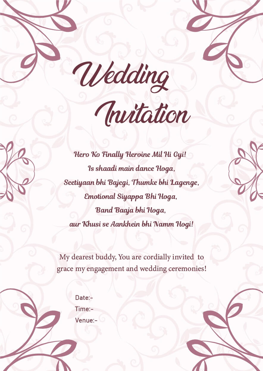 Marriage Invitation Card Message In English - Best Design Idea