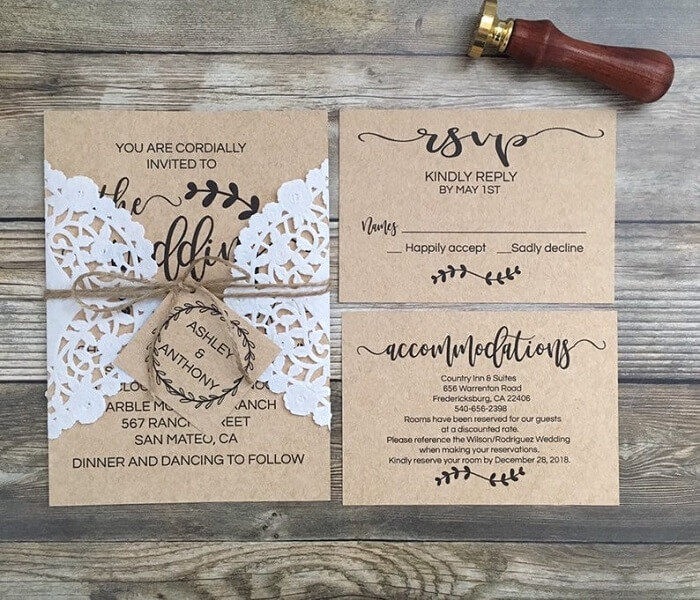 Rustic Wedding Invitations Template For A Vintage Wedding﻿