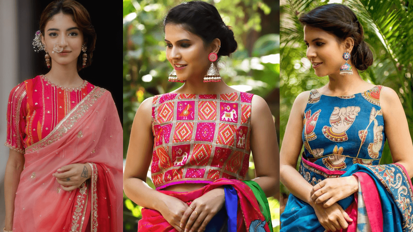high neck blouse designs for sarees