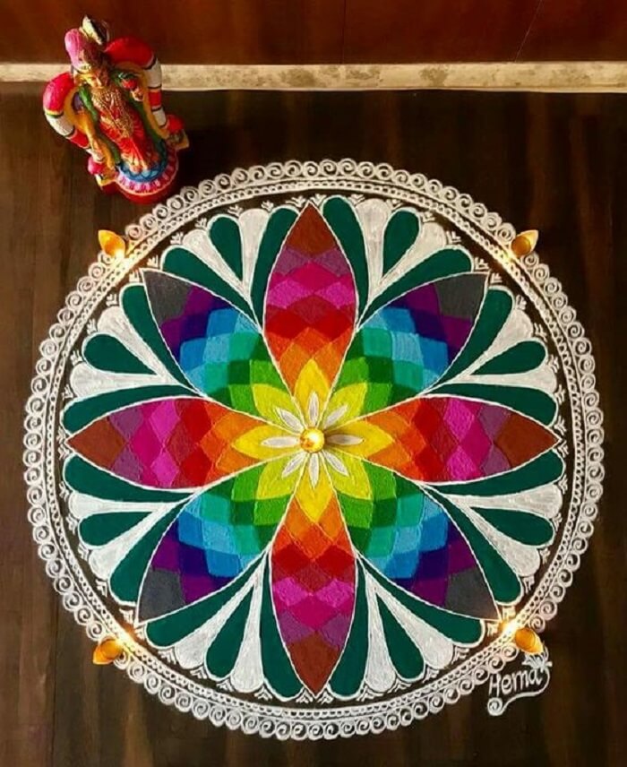 91 Beautiful Wedding Rangoli Designs Ideas For Your Wedding Decor