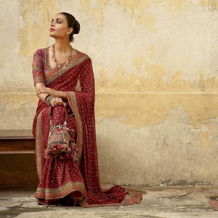 Deepika Padukone Georgette Silk Saree Sabyasachi Saree, Designer Wedding  Fashionable Khadi Georgette Silk Bollywood Saree - Etsy