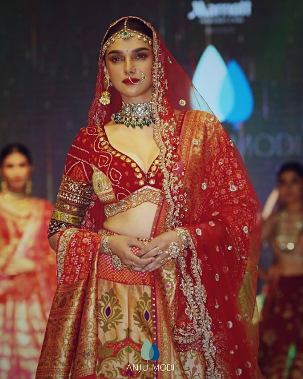 Aditi Rao Hydari Dazzles in Red Anarkali Lehenga in Stunning Photoshoot,  See Pics