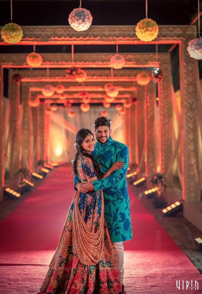 Bride and hotsell groom mehndi dress