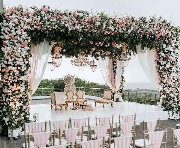 Simple & Sober Flower Decorated Stage for Ring Ceremony | Grand wedding  stage decoration | Simple and unique wedding stage decoration | Elegant Wedding  stage decoration | Grand wedding stage decoration |