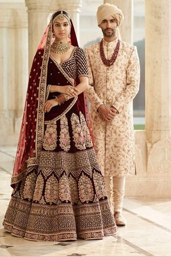 Velvet Bridal Wear Heavy Embroidered Lehenga Choli With Two Dupatta