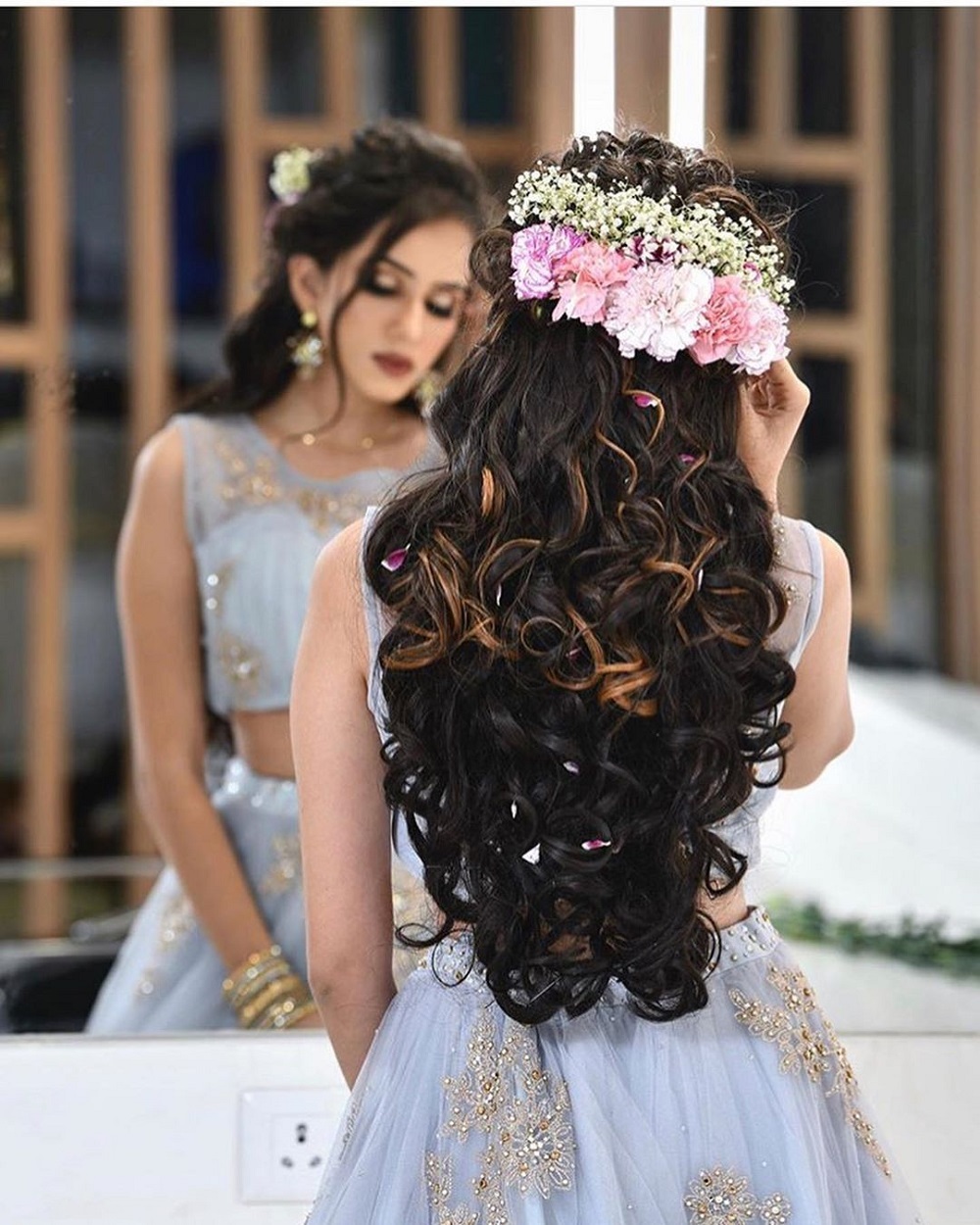 Bride Wearing Mermaid-Style Dress and Half-Up Hairstyle