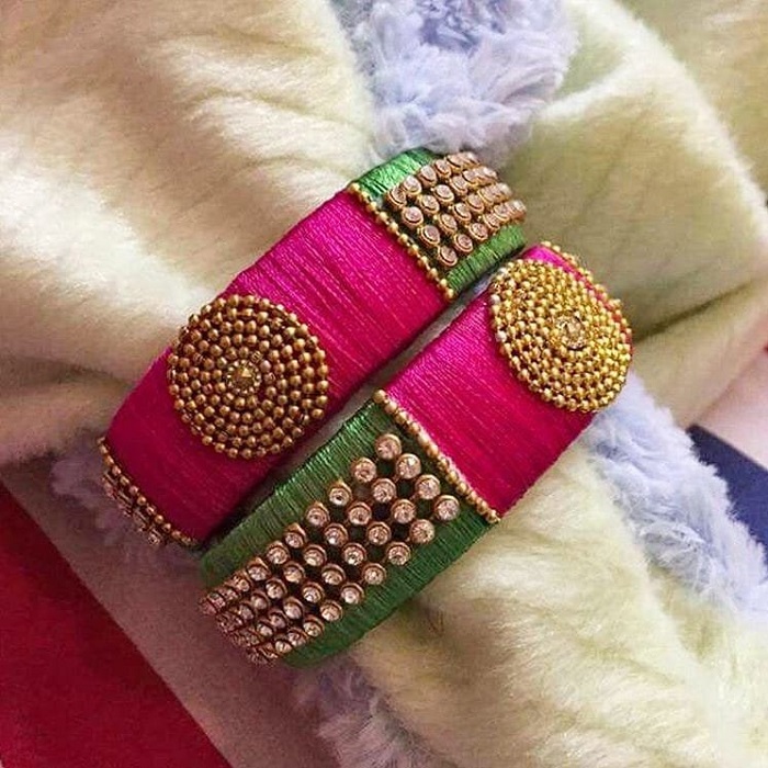 Silk thread bangles designs on sale latest