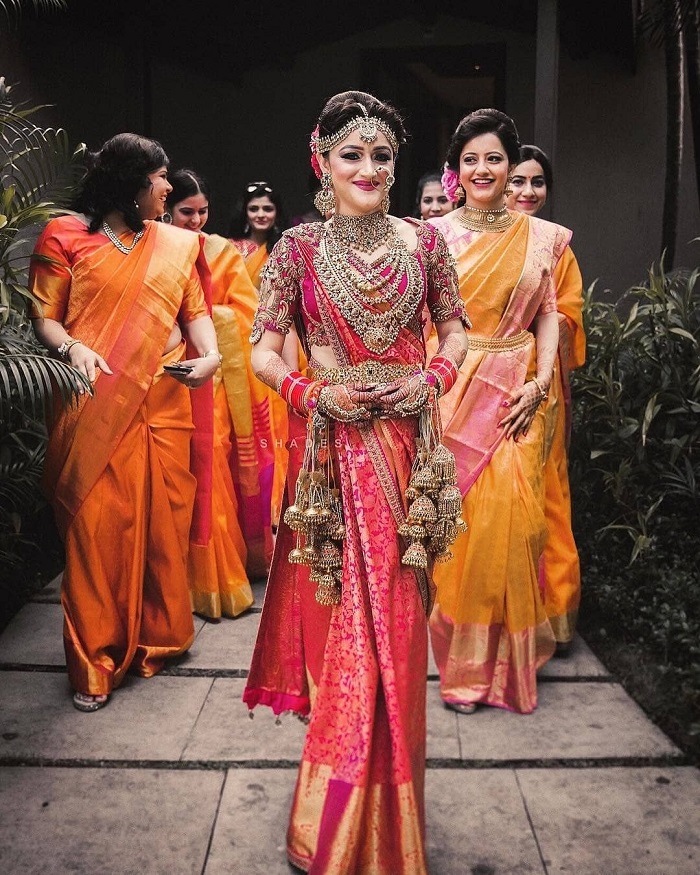 Red Bridal South Silk Kanjivaram Saree | Bridal sarees south indian, Indian  bridal fashion, South indian bride saree