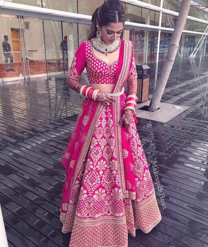 Stunning Bride in Pink Lehenga - Shaadiwish