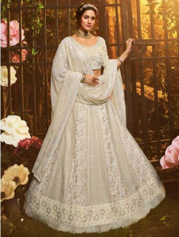 Buy Indian Heavy White Chikankari Lehenga, Girl Indian Wedding Lenga  Partywear Designer Skirt. Pakistani Walima Lengha, Bridesmaid Lengha Online  in India - Etsy