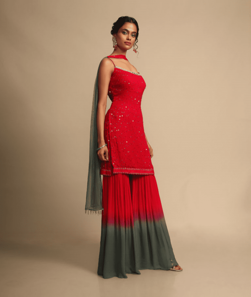 Red Party Wear Designer Karwa Chauth Sarees - Asisa - 3746989