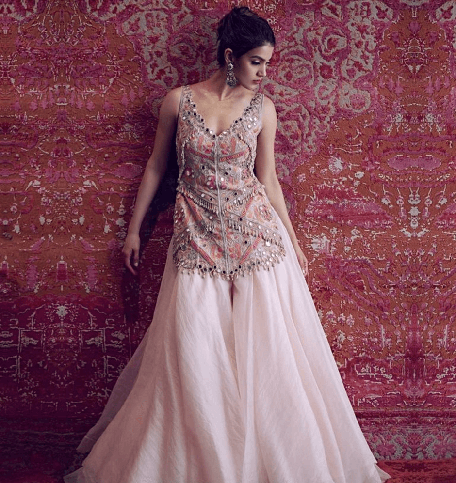 Peach color indo western gown | Indian bridal wear, Indian bridal, Bridal  wear